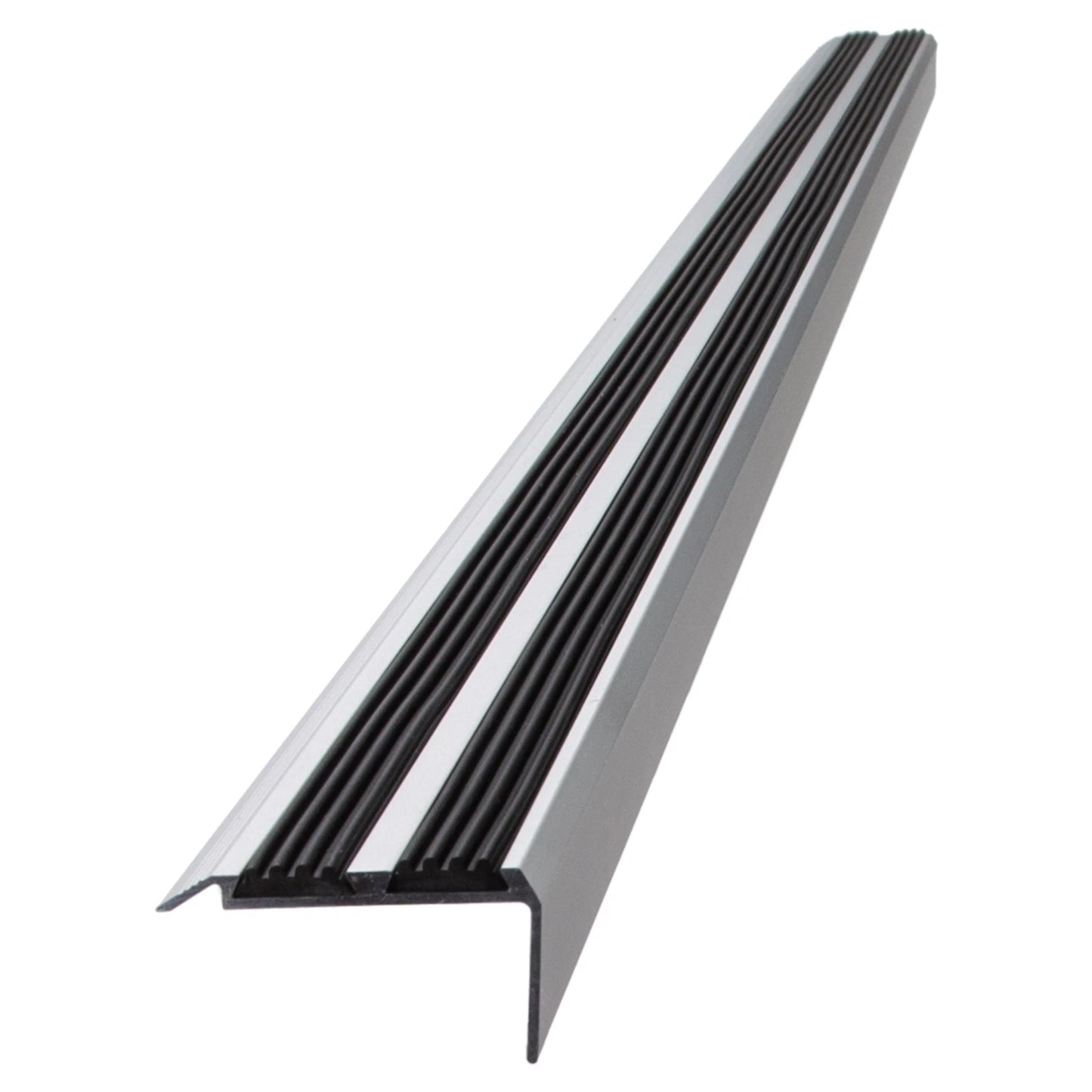 Aluminium Stair Nosing Edge Trim Step Nose Edging Carpet - Silver / Black
