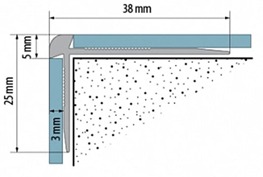 LVT OUTER CORNER 3 mm- 250 cm / 98.43'' VINYL FLOORING STAIR NOSING EDGE PROFILE
