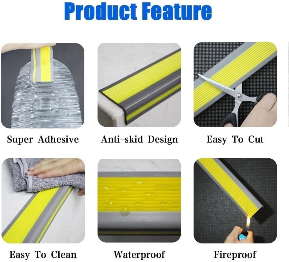 10M Bullnose Stair Anti Slip Nosing Self-Adhesive Vinyl Edging Strip
