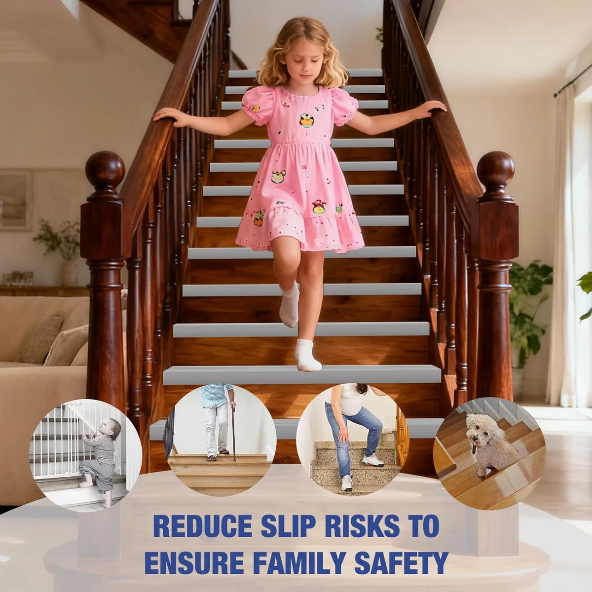Stair anti Slip Nosing Vinyl Self-Adhesive Stair Treads Edge Trim 3 Meter Flexib