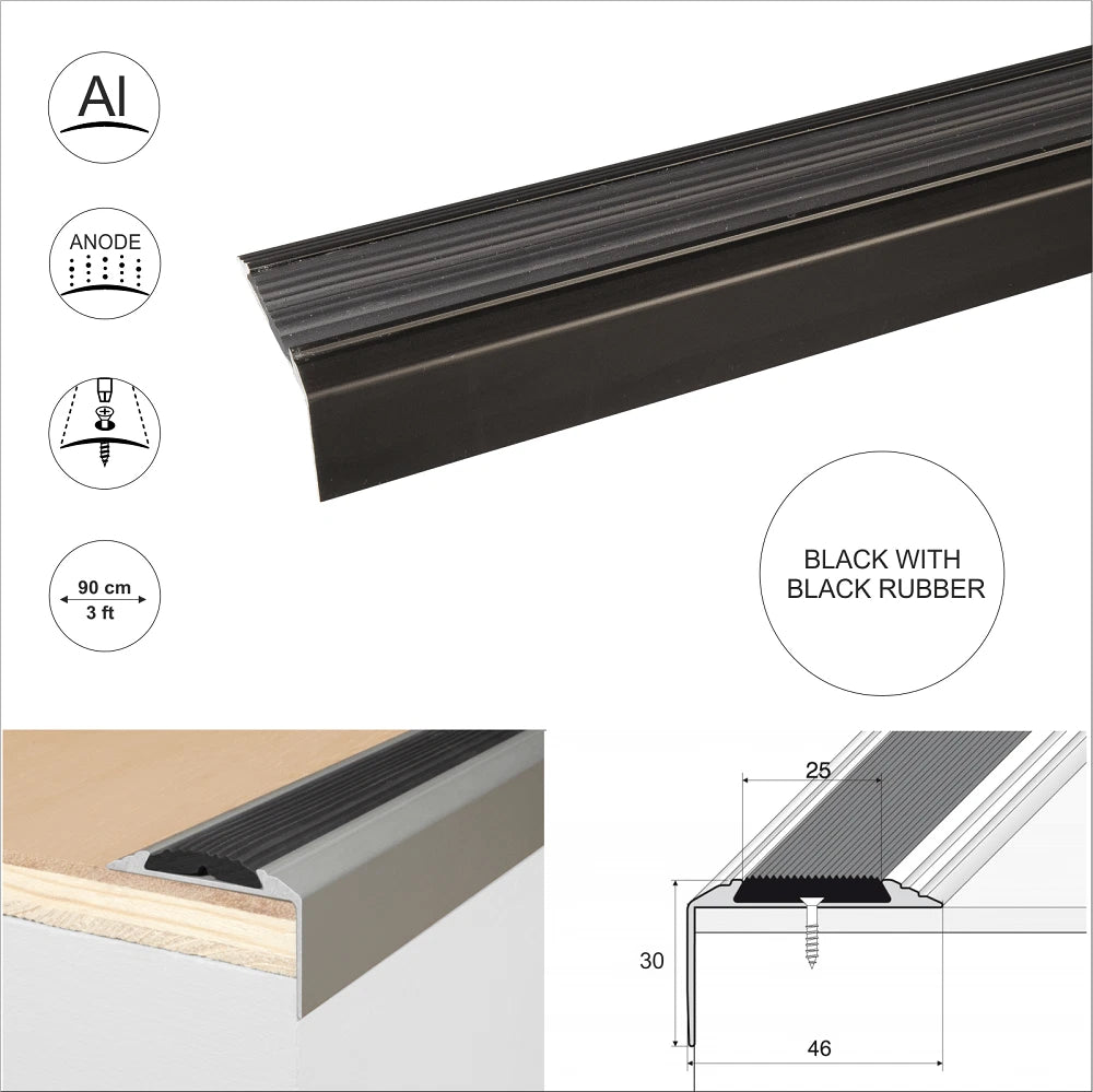 Aluminium Stair Nosing Edge Trim Step Nose Edging Nosings For Carpet,Wood... A38