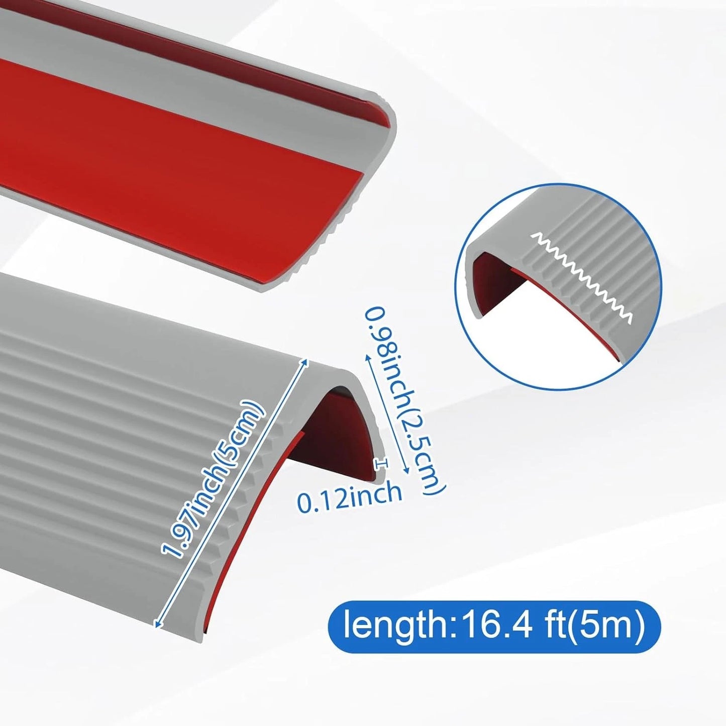 5M Grey Anti-Slip Stair Nosing Trim 70mm Overall 40x20mm Edge