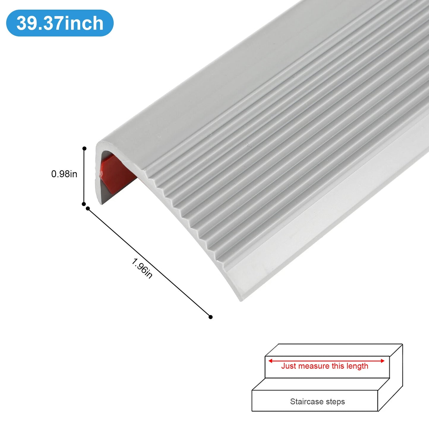 Rubber Stair Nosing Edge Anti non Slip PVC Angle Step Protect Edge Trim 39 Inch