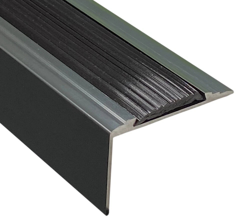 Aluminium Stair Nosing Edge Trim Step Nosings V1 Anti Slip Pad Silver Grey Black
