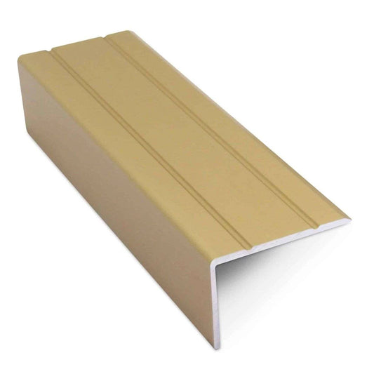 Stair Nosing Aluminium Matt Brass 30x20mm 0.9m Self-Adhesive Retro-Fit Grooved