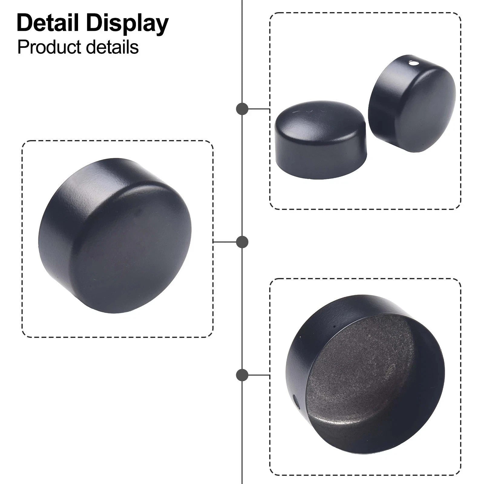 Stylish Black Handrail End Cap for Round Stair Treads Fits 45mm Diameter