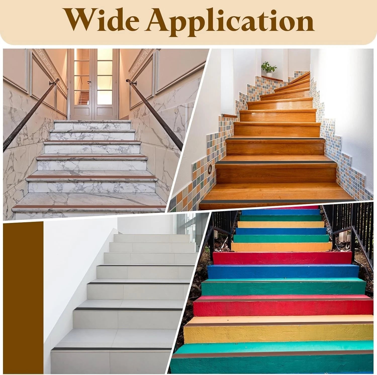 Stair Nosing 5M (2x1 Inch) Vinyl Non-Slip Self-Adhesive Staircase Step Edge