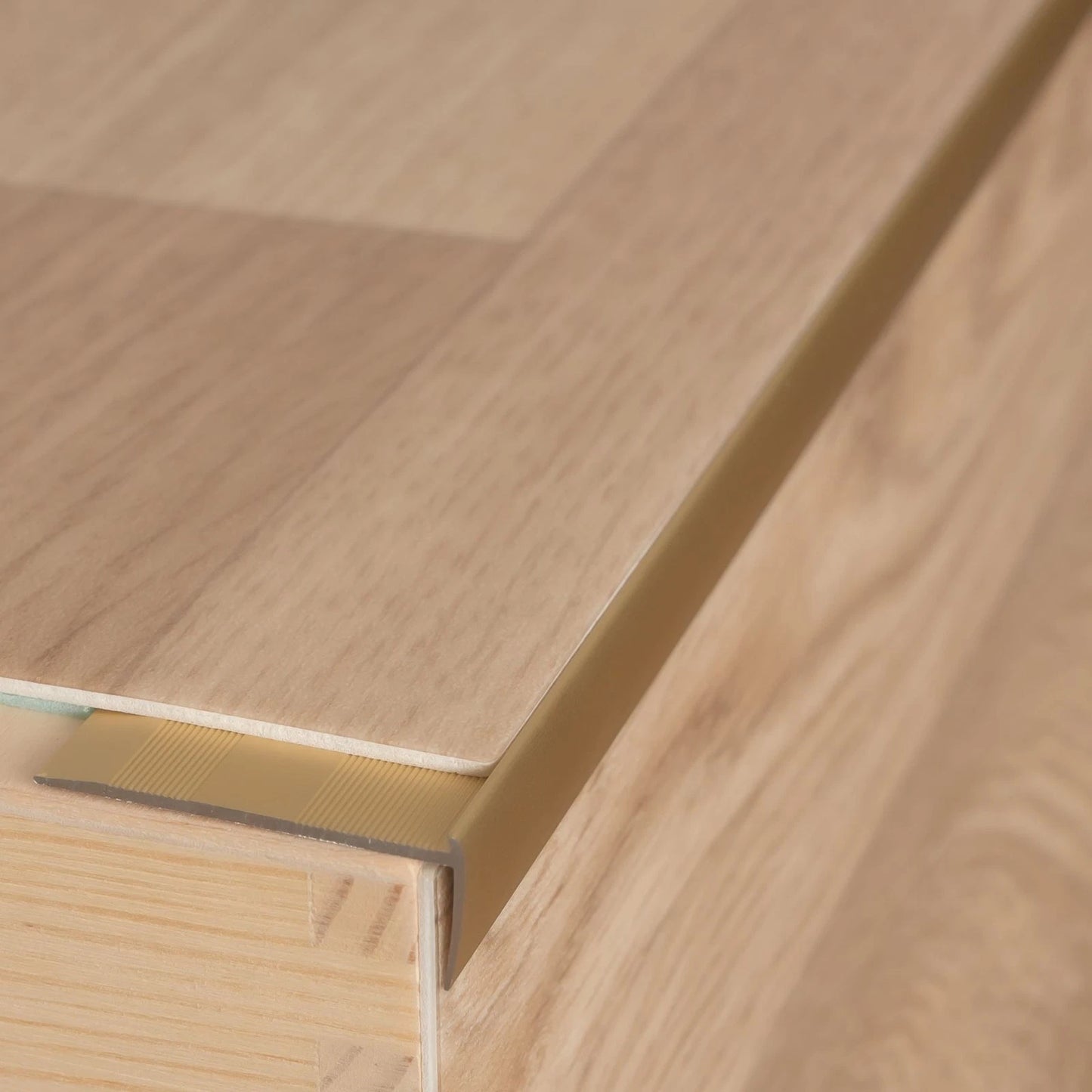 Edge Vinyl Profile Trim LVT C25 900x44mm Anodised Aluminium Stair Nosing