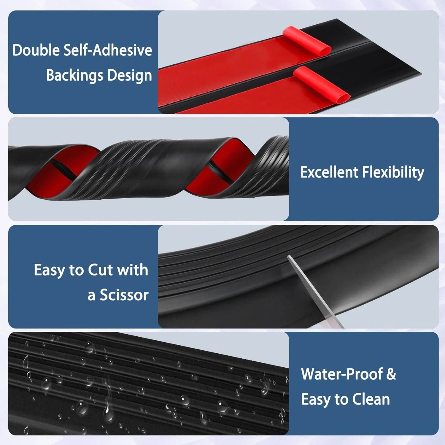 Self Adhesive Stair Nosing Rubber PVC Non-Slip Step Edge Trim Bullnose Strip 4mm