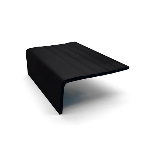Stair Nosing Black PVC 75mm Tread x 34mm Riser Slip-Resistant 2.75m Flexible Rib