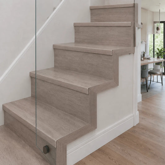 Aluminium Stair Nosing Wood Effect 35 x35 mm Step Edging Guard Trim Profile 2.7m