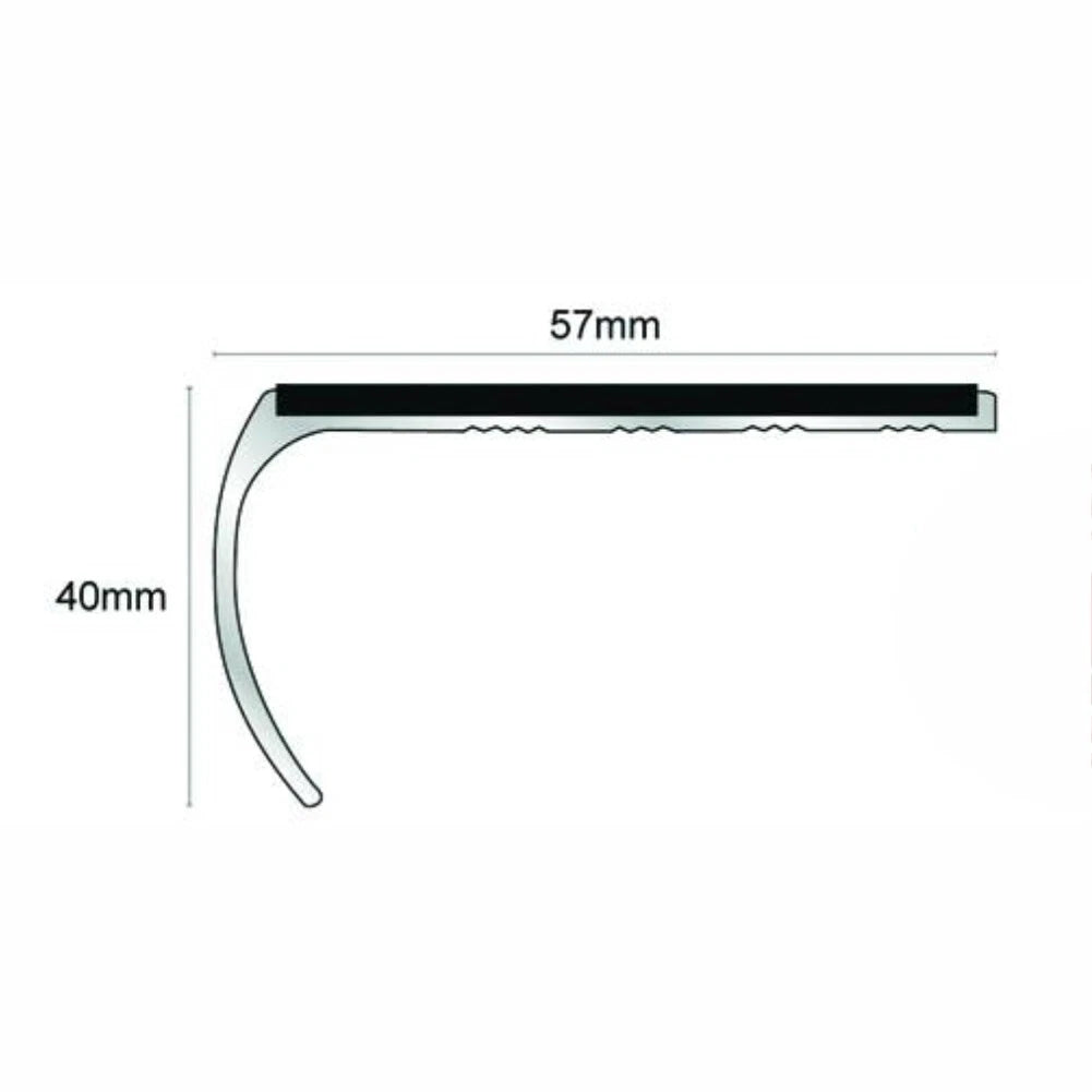 Aluminium Anti Non Slip Bullnose Stair Nosing Step Edging Trim Profile 57x 40mm