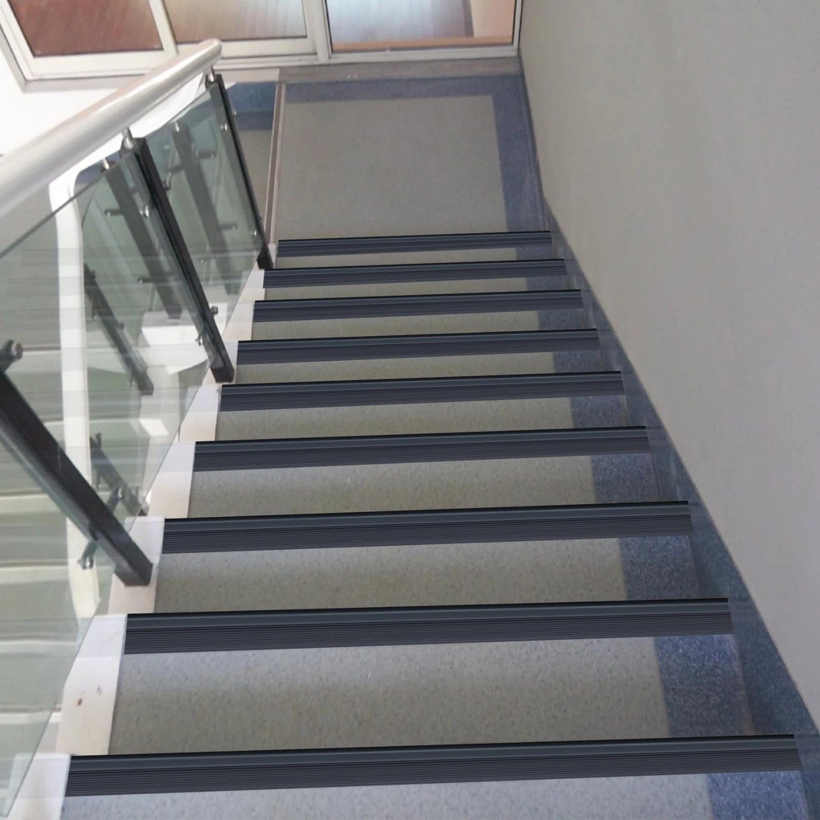 Stair Edge Trim,Vinyl Rubber Stair Nosing, Black Non-Slip Self Adhesive Stair E