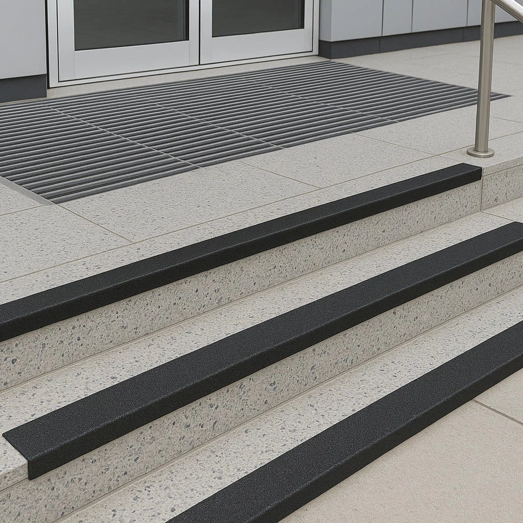 GRP Stair Tread Nosing Heavy-Duty Anti Slip Step Edge Protection - Black 55x55mm