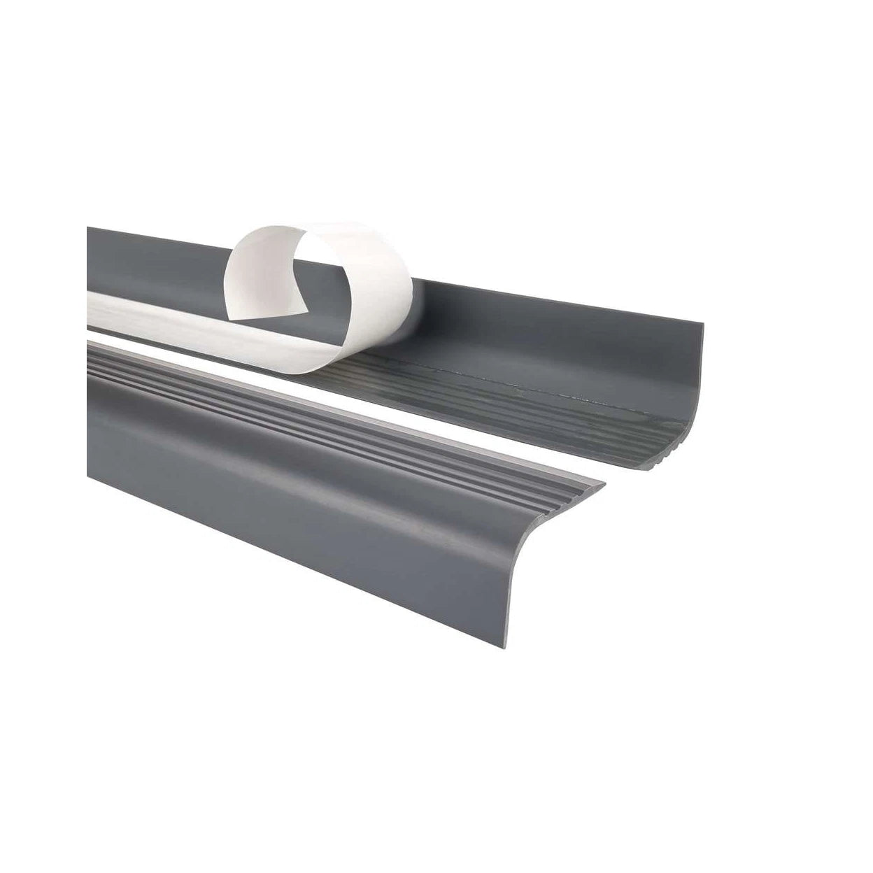 Stair Nosing Grey PVC 52x40mm 2.0m Self-Adhesive Anti-Slip Flexible Rounded Grip