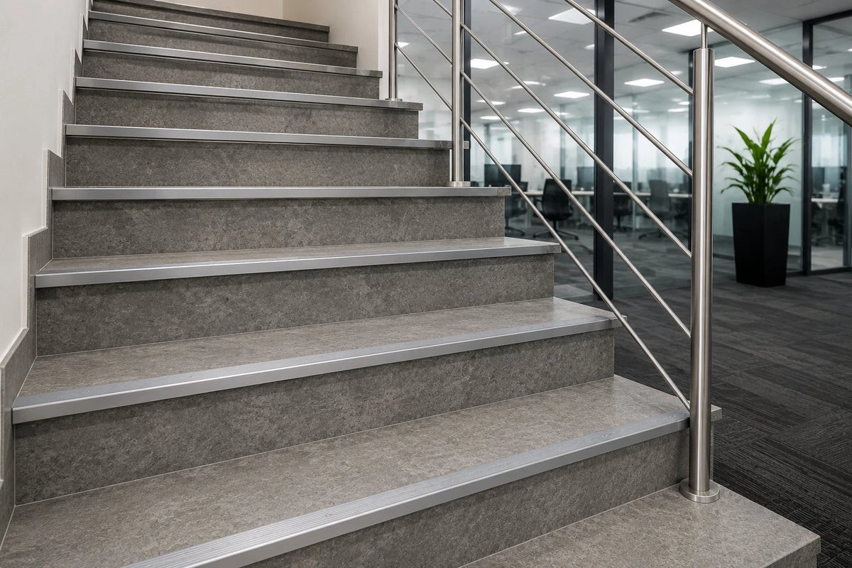 ALUMINIUM ANTI NON SLIP STAIR EDGE NOSING - STEP EDGING TRIM- 40 x 20mm A33