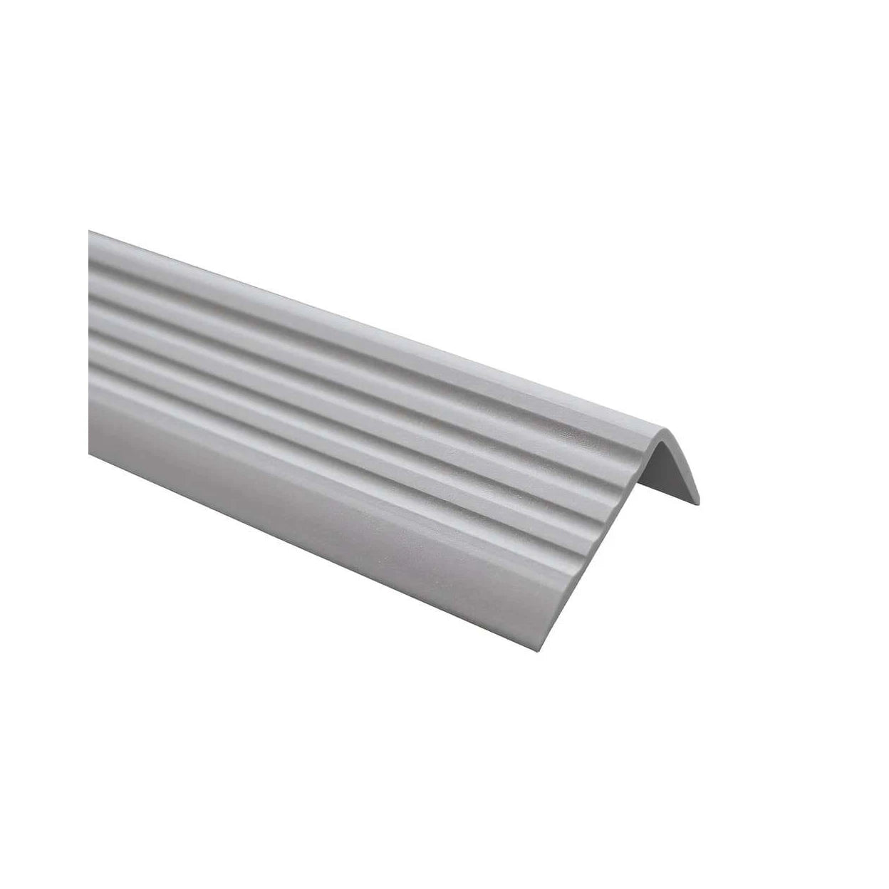 Stair Nosing PVC 40x25mm Silver 2.0m Self-Adhesive Flexible Anti-Slip Ribbed Pro