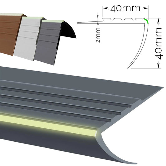 Stair Nosing Warning Rubber Angle Anti Slip Photoluminescent Element