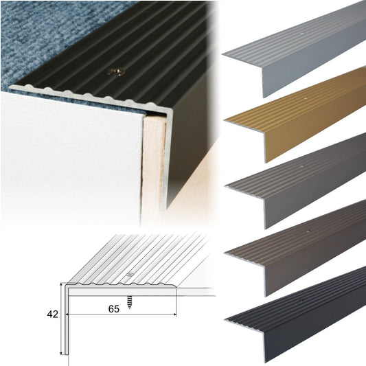 2.7m Aluminium Stair Edge Nosing Trim Step Nose Edging Nosings 65 x 42mm