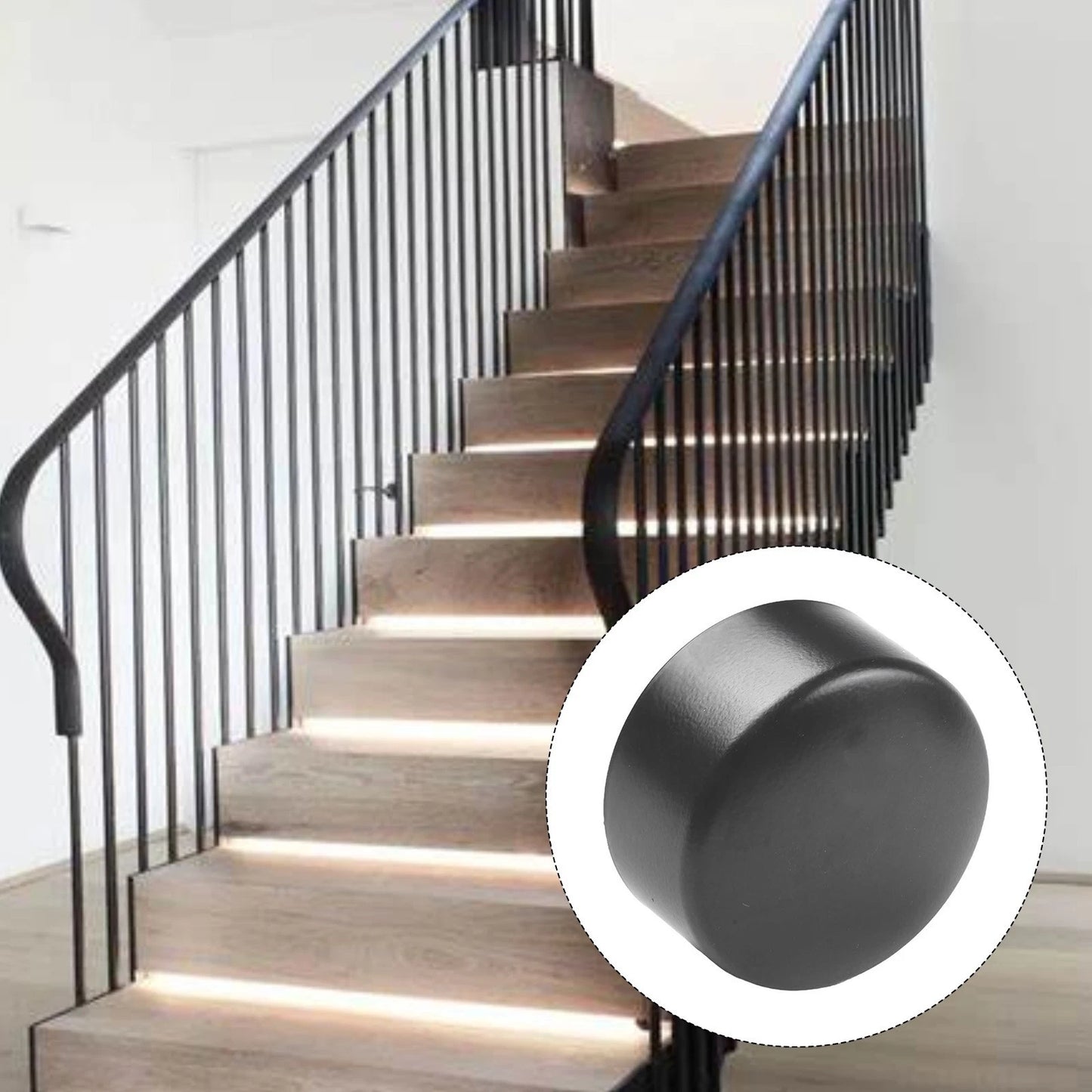Safe and Comfortable Grip Handrail End Cap for 45mm Round Stair Treads (4pcs)