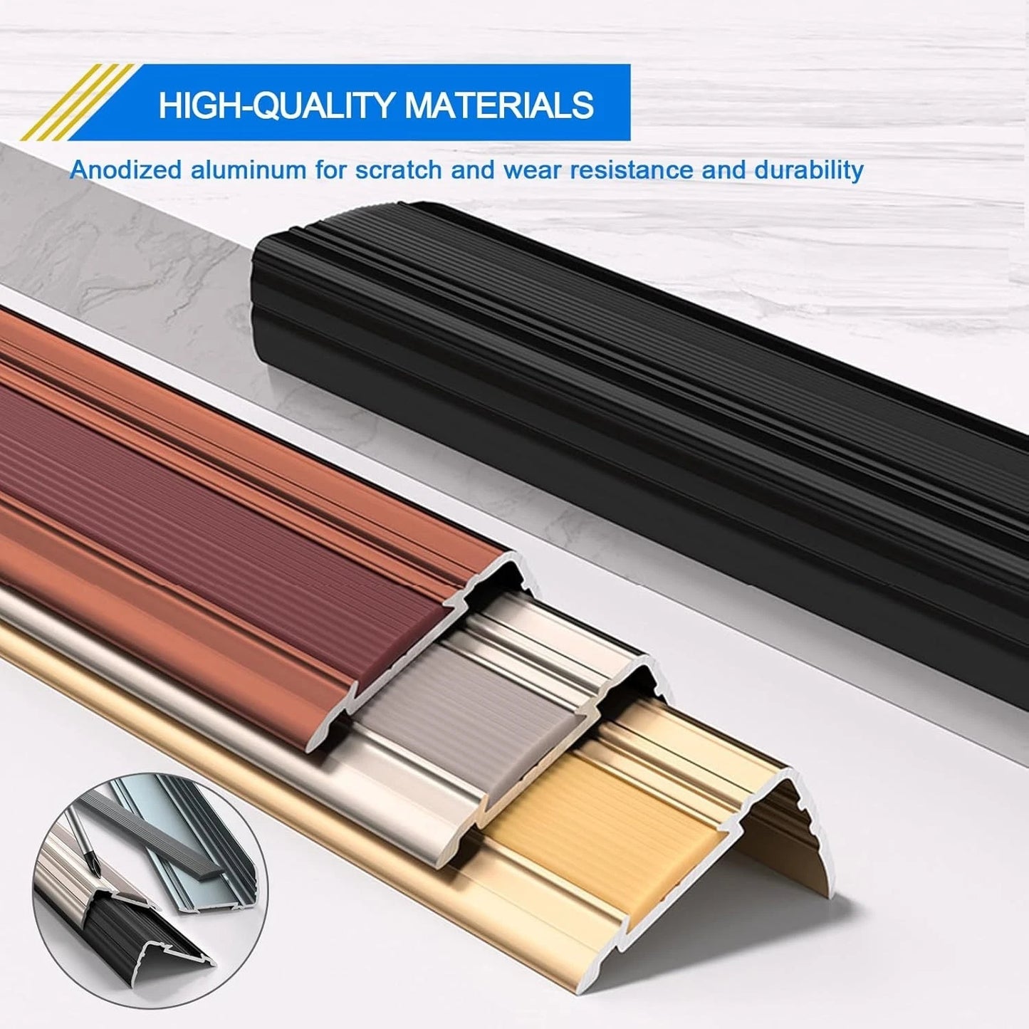 Stair Edge Nosing Trim - 900mm x 43mm x 28mm - (1 pc) Anti Non Slip Step Tread S