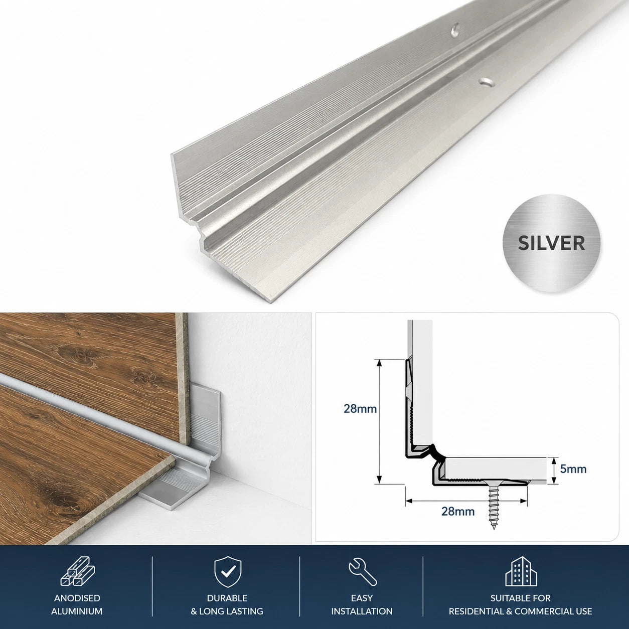 LVT Stair Nosing Trim C31 Internal Corner Edge Profile for Vinyl Flooring