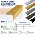 ALUMINIUM ANTI NON SLIP STAIR EDGE NOSING - STEP EDGING TRIM- 40 x 20mm A33