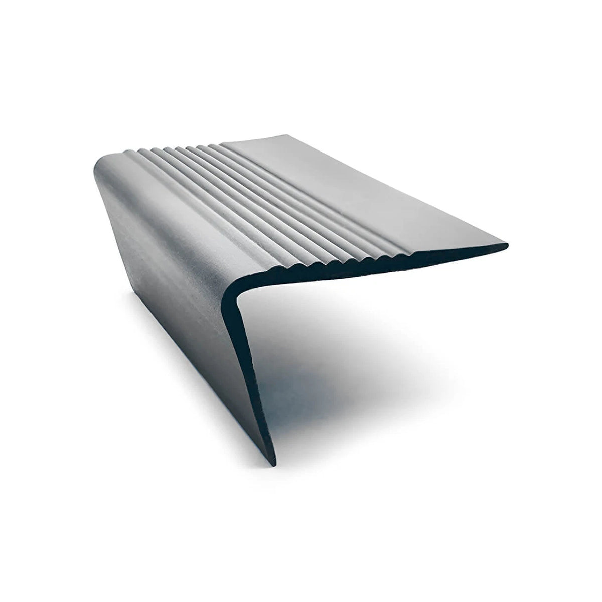 Stair Nosing PVC 65mm x 44mm Dolphin Grey Ribbed Slip-Resistant Flexible 2.75 m