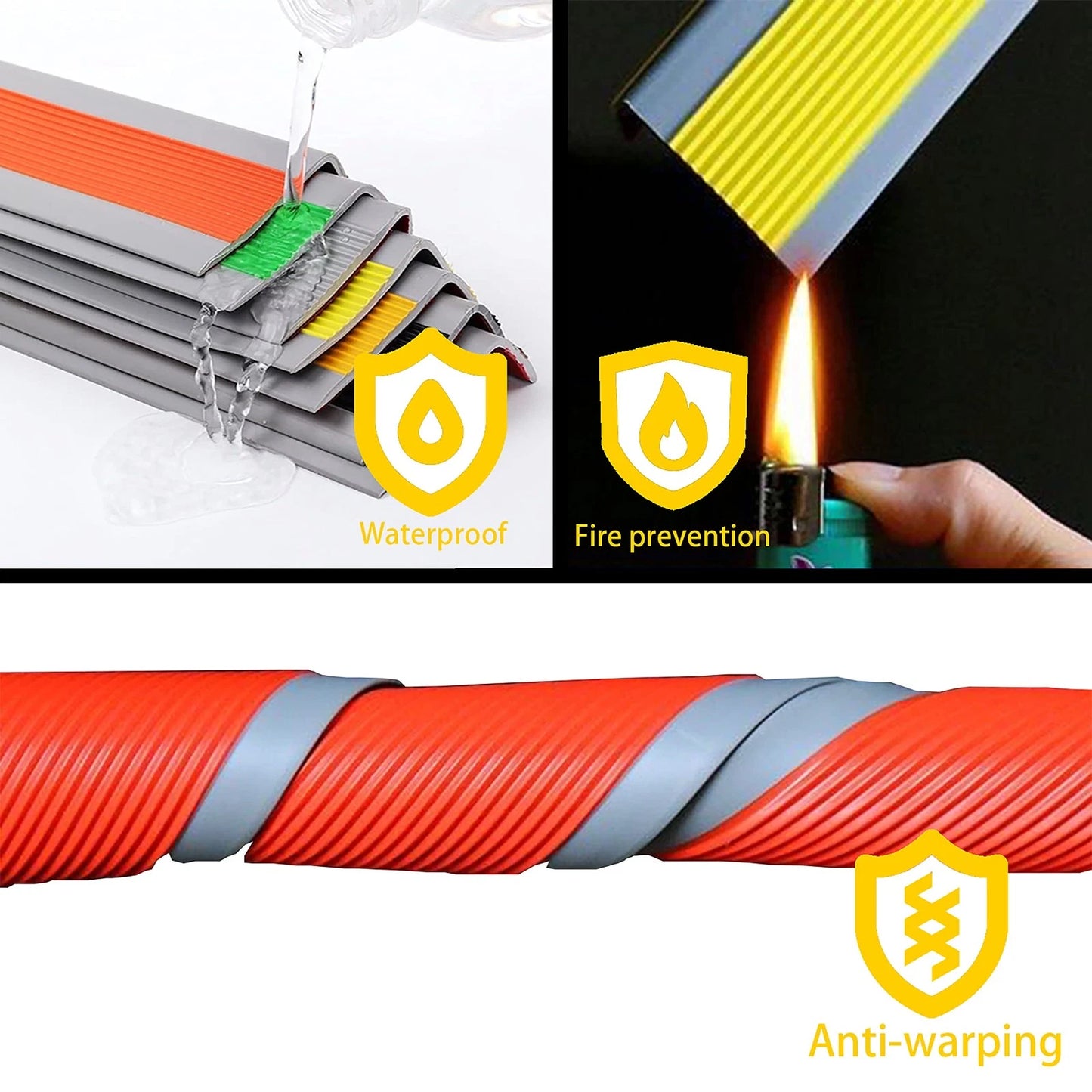Rubber Stair Nosing - 7Ft Anti-Slip Adhesive Strip, 7Ft, Full Black