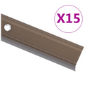 Stair Nosing L-Shaped 15pcs 100cm Aluminium Brown Anti-Slip Pre-Drilled Set15pcs