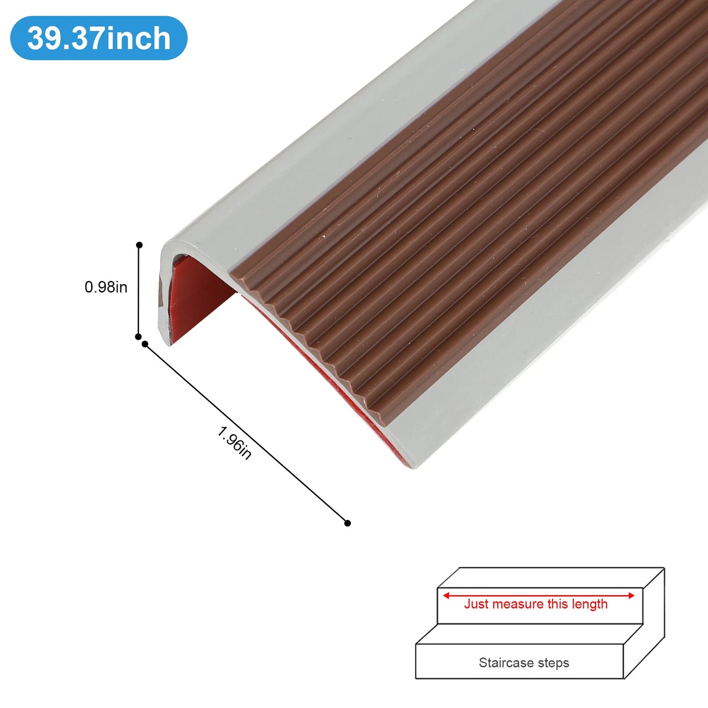 Rubber Stair Nosing Edge Anti non Slip PVC Angle Step Protect Edge Trim 39 Inch