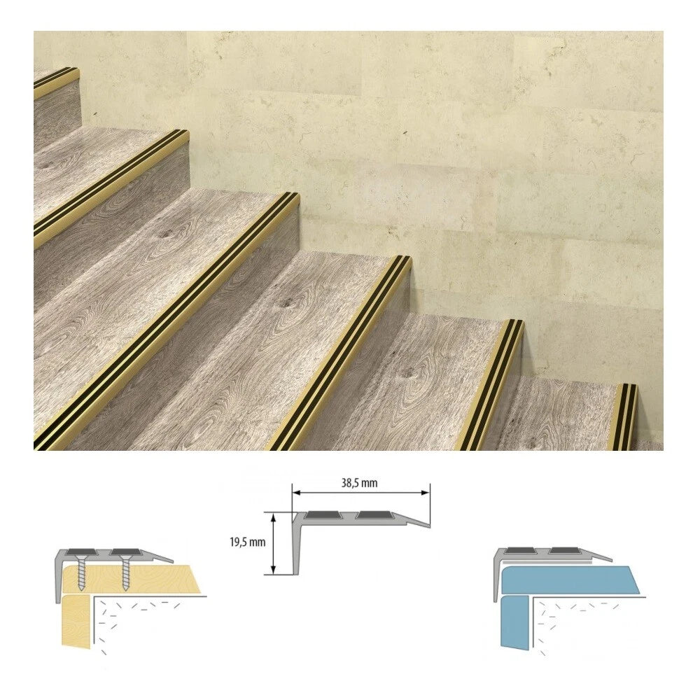 Stair Nosing Edge Trim Aluminium Step Stair Nose Edging Strip for Wood Carpet
