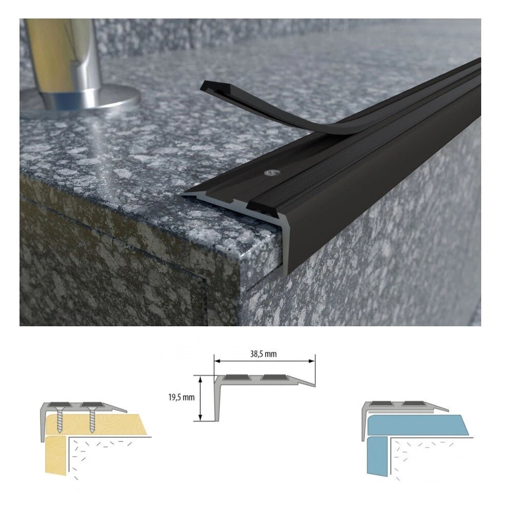 Stair Nosing Edge Trim Aluminium Step Stair Nose Edging Strip for Wood Carpet