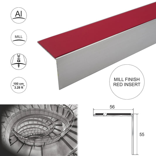 Aluminium Stair Nosing Heavy Duty 56x55mm Step Edge Trim Safety Edging