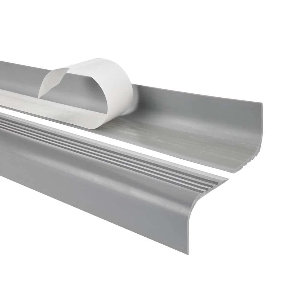 Grey 1.18m Anti-Slip Flexible Stair Nosing 52x40mm Self-Adhesive PVC Trim 734-RG
