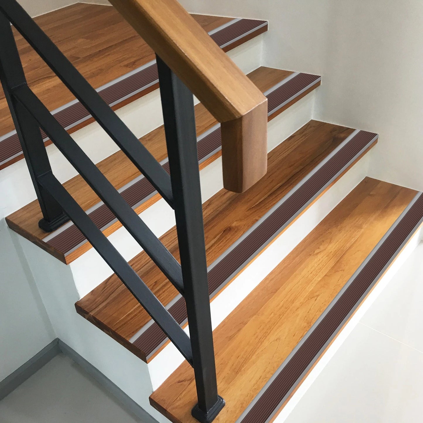 Stair Nosing, Vinyl Stair Edge Protector, Easy to Install, 6.6Ft, Coffee & Grey