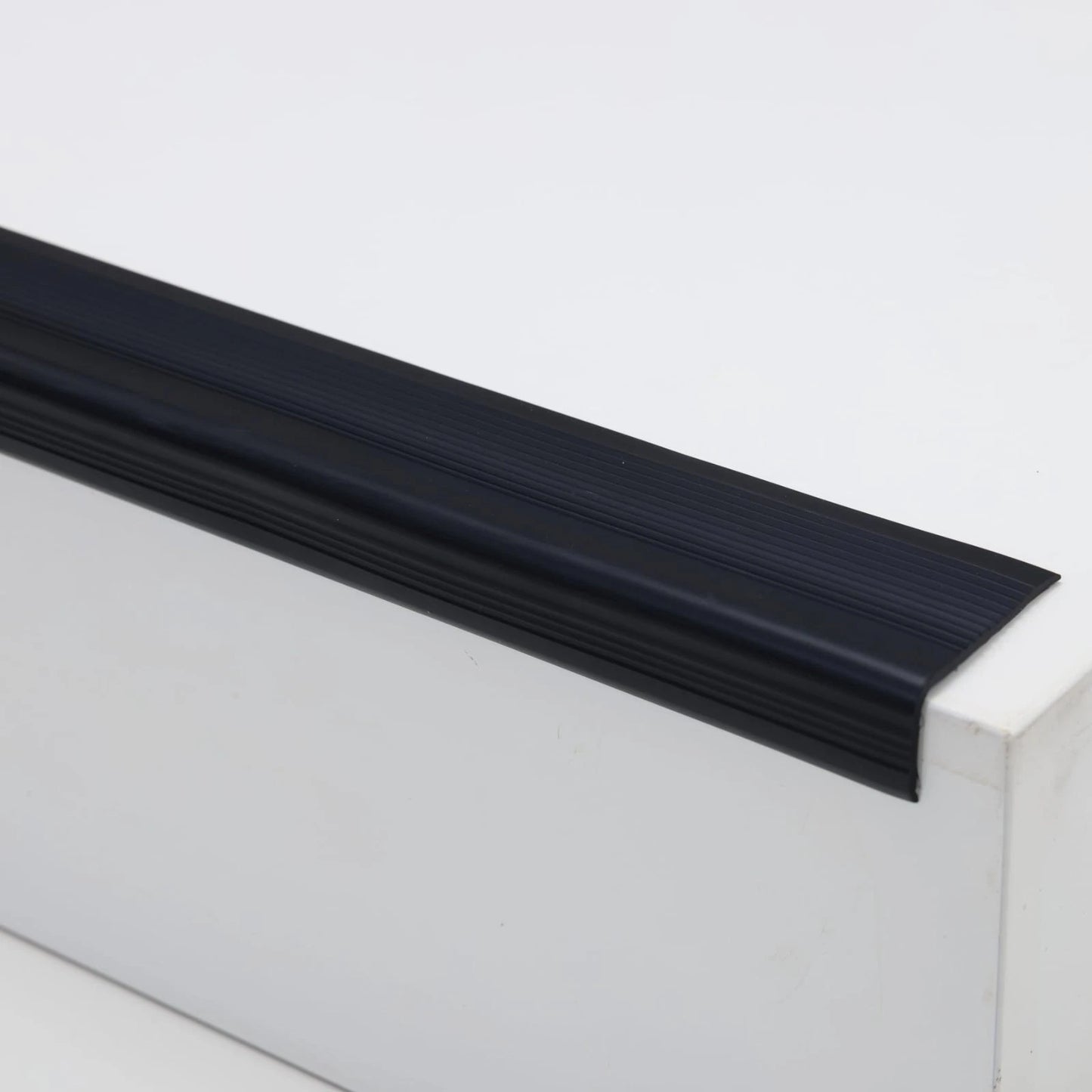 Stair Edge Trim,Vinyl Rubber Stair Nosing, Black Non-Slip Self Adhesive Stair E