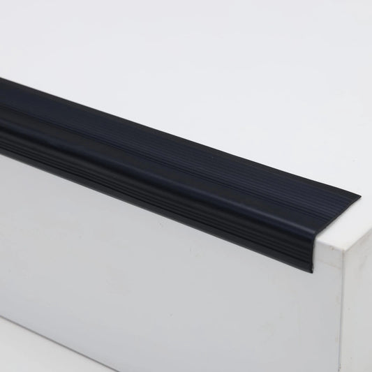 Stair Edge Trim,Vinyl Rubber Stair Nosing, Black Non-Slip Self Adhesive Stair E
