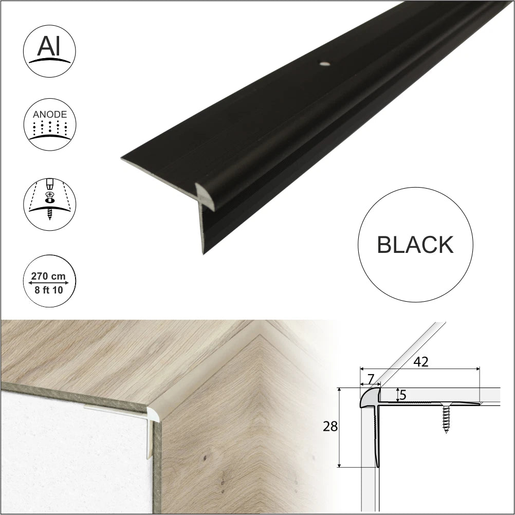 LVT 5mm Stair Nosing 2.7m Outer Corner Vinyl Flooring Aluminium Edge Profile C29