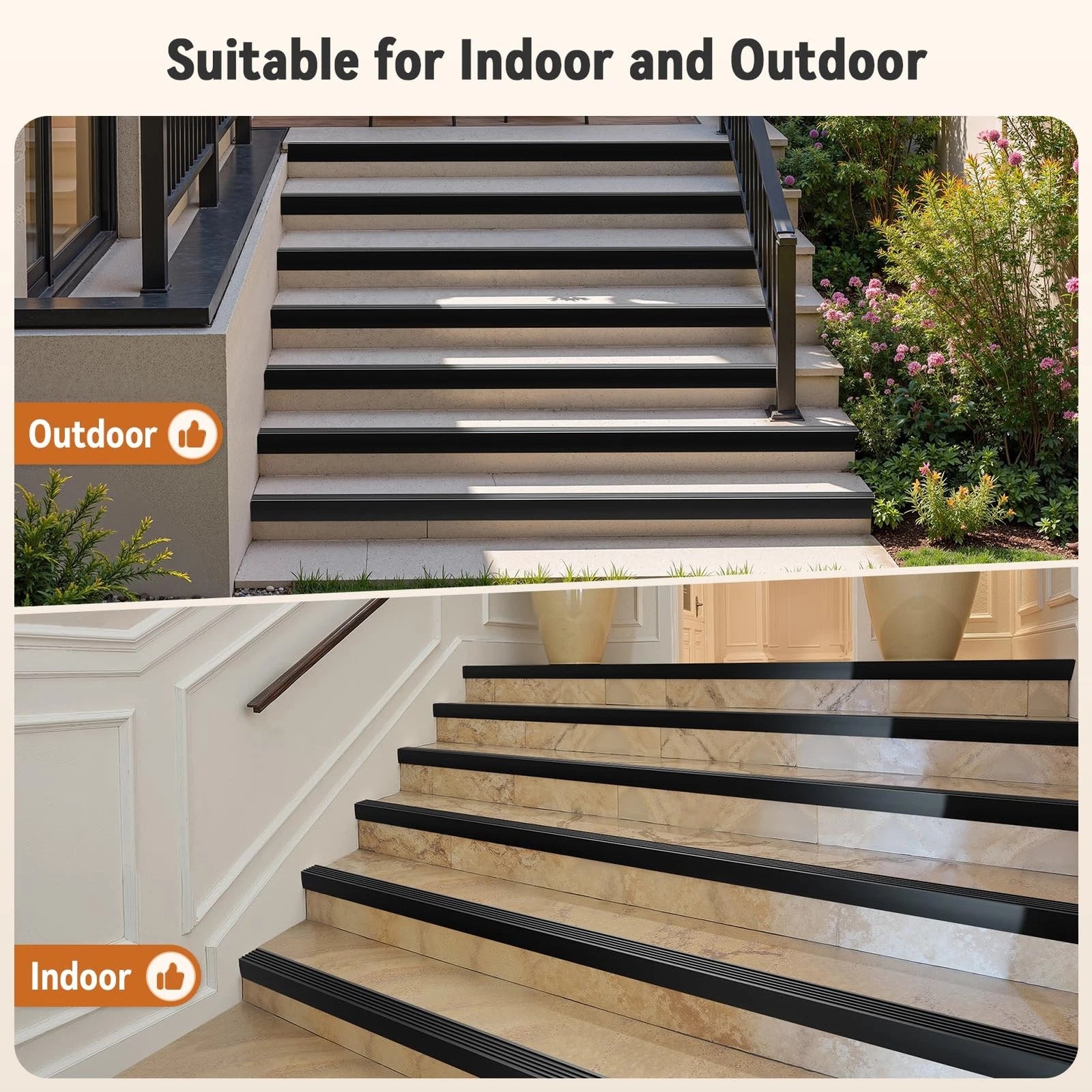 Inmozata Stair Edge Trim 20Ft 4 Inch Rubber Stair Nosing Vinyl Stair Edge