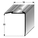 Aluminium Stair Nosing Anti Slip Anodised Silver Step Nose Edging 58 x 80 mm