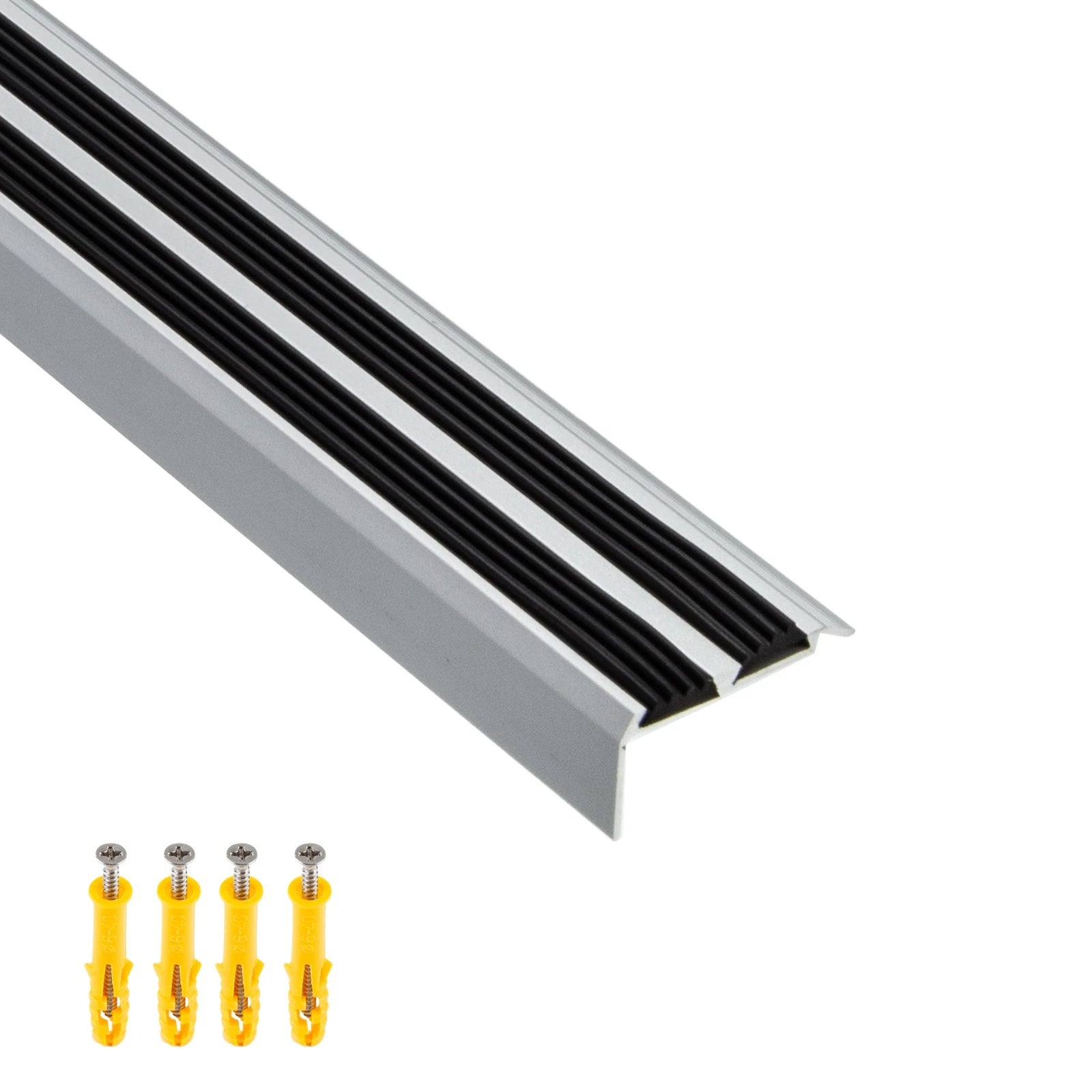 Aluminium Stair Nosing Edge Trim Step Nose Edging Nosings Carpet Black/Silver UK