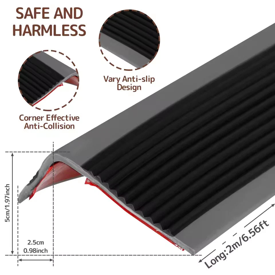 Rubber Stair Nosing Self Adhesive Vinyl Non-Slip Step Edge Trim Bullnose Strips
