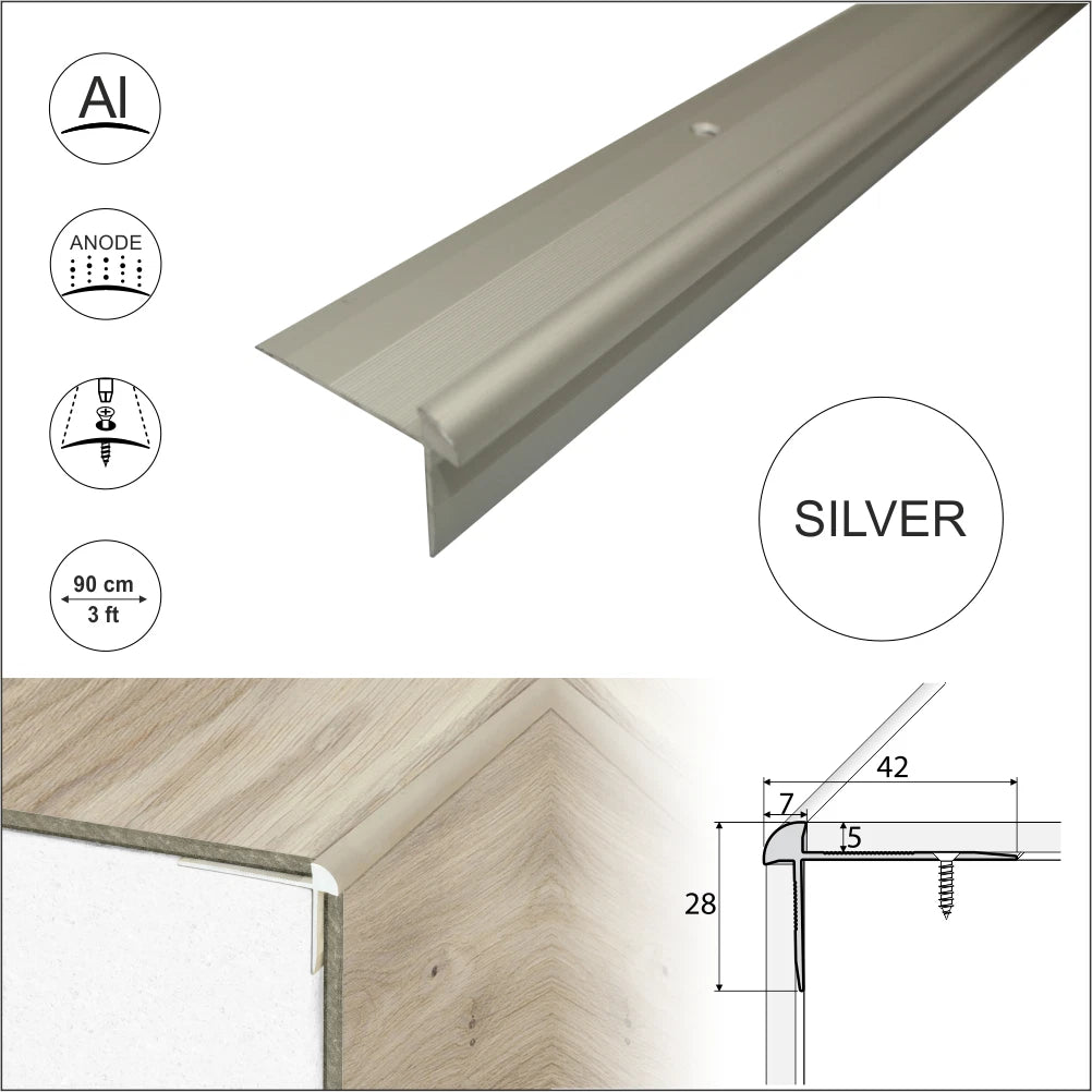 LVT 5mm Stair Nosing Aluminium Outer Corner Vinyl Flooring Edge Profile C29 Trim