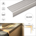 ALUMINIUM STAIR NOSINGS STEP EDGE NOSING FOR LAMINATE, WOOD,CARPET,TILE 40x25mm