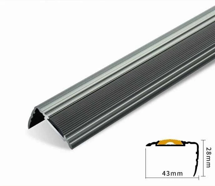 Adhesive Aluminum Rubber Anti Slip Stair Nosing For Stair iron grey