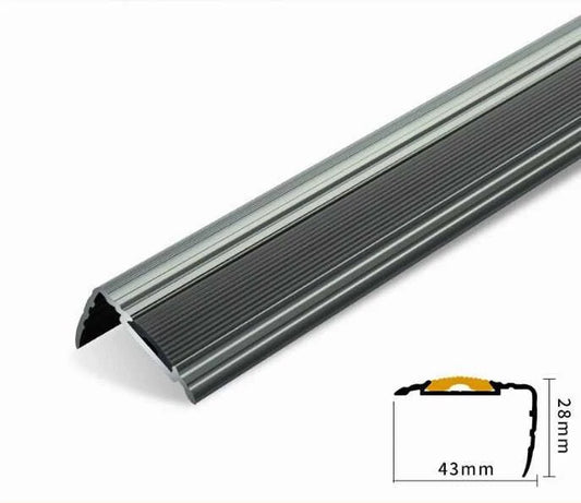 Adhesive Aluminum Rubber Anti Slip Stair Nosing For Stair iron grey
