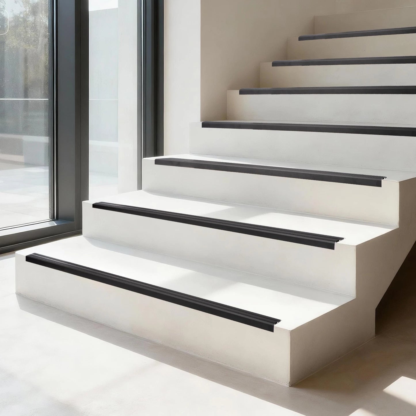 Aluminium Stair Nosing Edge Trim Step Nose Edging Nosings Carpet Black/Silver UK