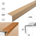 Aluminium Stair Nosing Wood Effect 35 x35 mm Step Edging Guard Trim Profile A41