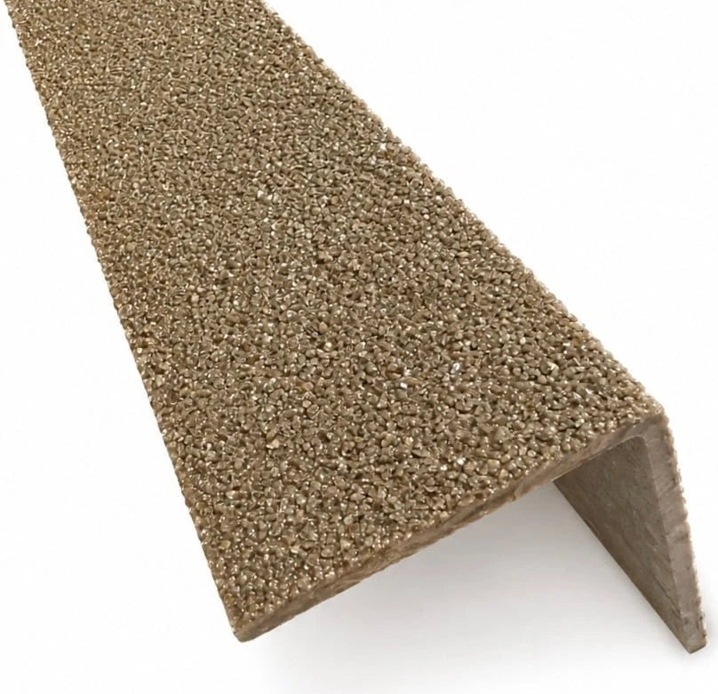 GRP Stair Tread Nosings Heavy-Duty Non-Slip Step Edge Protection - BROWN 55x55mm
